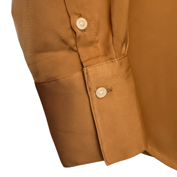 Women’s Camel Satin Dress Shirt - Picture 2 of 4